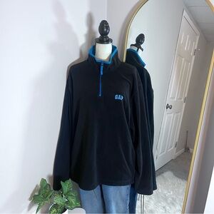 black y2k fleece quarter zip pullover sweatshirt